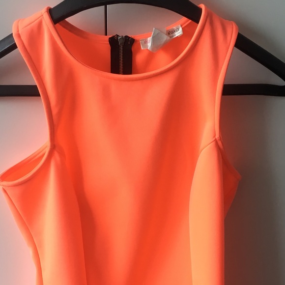 Hot Pink/Coral colored Peplum Racerback Top - Picture 2 of 4
